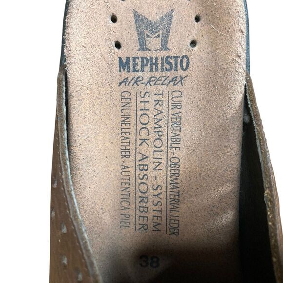 Mephisto Clog Mules Womens sz US 8/EU 38 Brown Slip On Leather Perforated France - Picture 3 of 16